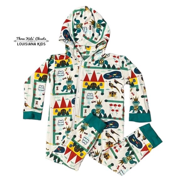 Raspberry Republic 104/110 3-5Y Royal Ribbit Frog Prince Romper - Picture 1 of 5